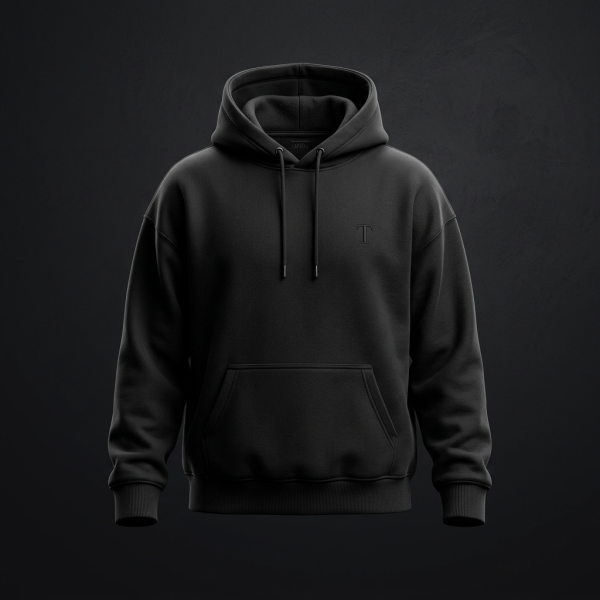 TOPEDGE Oversized Premium Hoodie - jet black oversized heavyweight hoodie, front view
