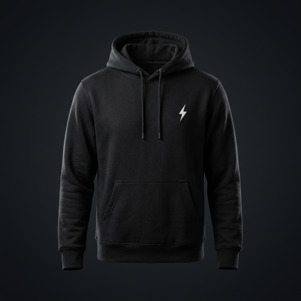 TOPEDGE Signature Hooded Sweatshirt - jet black hoodie, front view