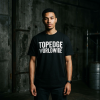 TOPEDGE Worldwide Graphic Tee - worn by model, black street fit